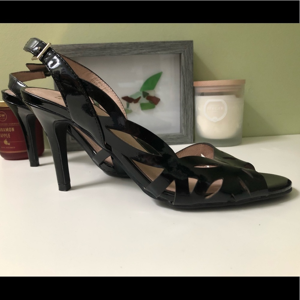 Women’s Black Patent Slingback Heel Sandals